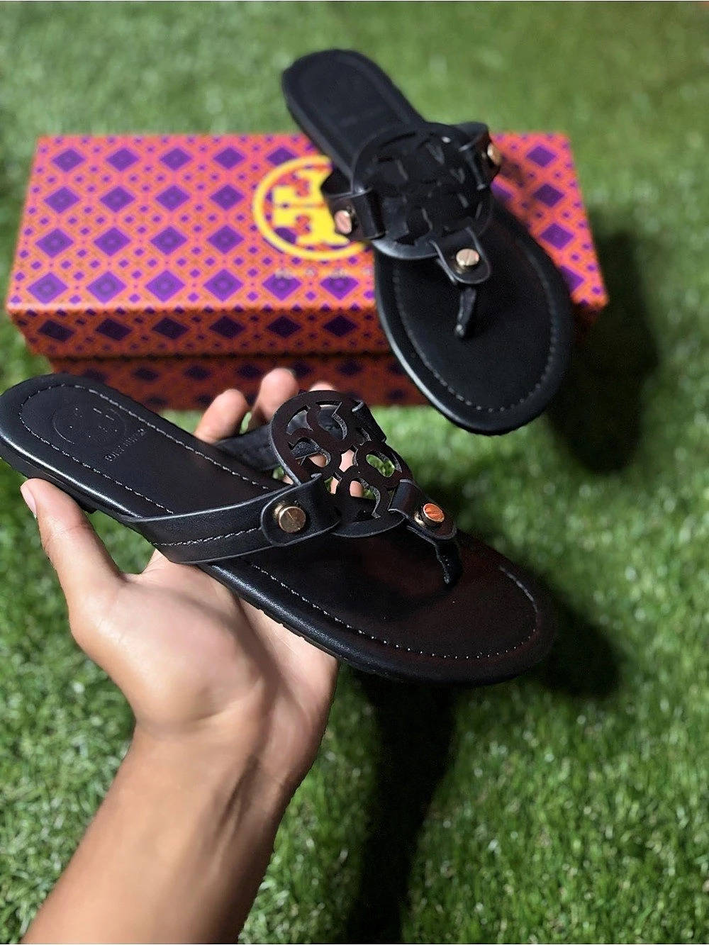 Miller Stud Sandal Black Flat Sandals